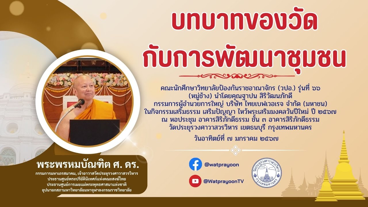 บทบาทของวัดกับการพัฒนาชุมชน